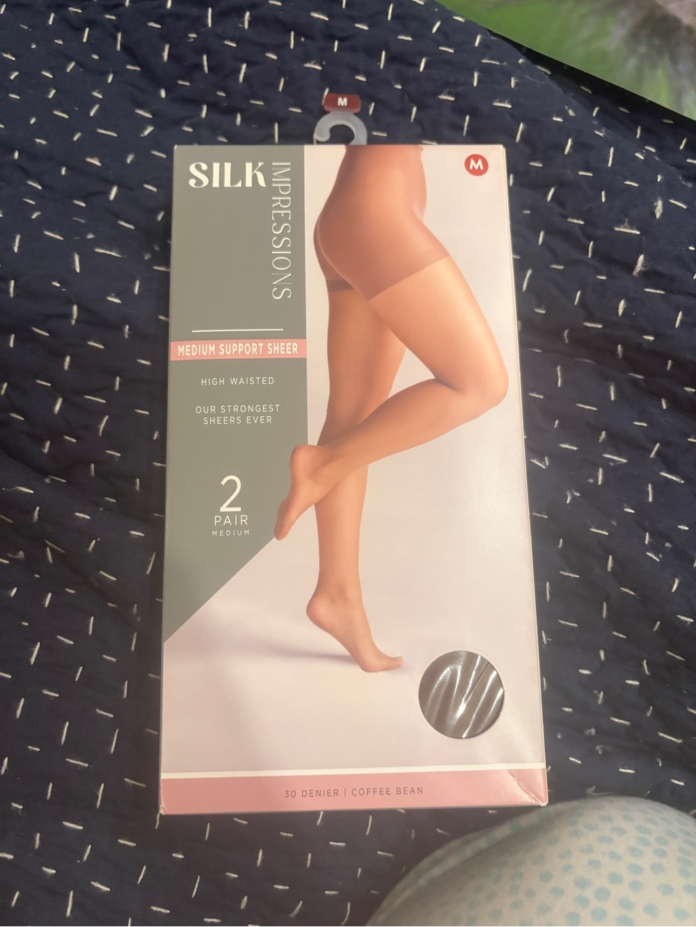 Impressions Silk sheer high waisted stockings- Coffee Bean colour